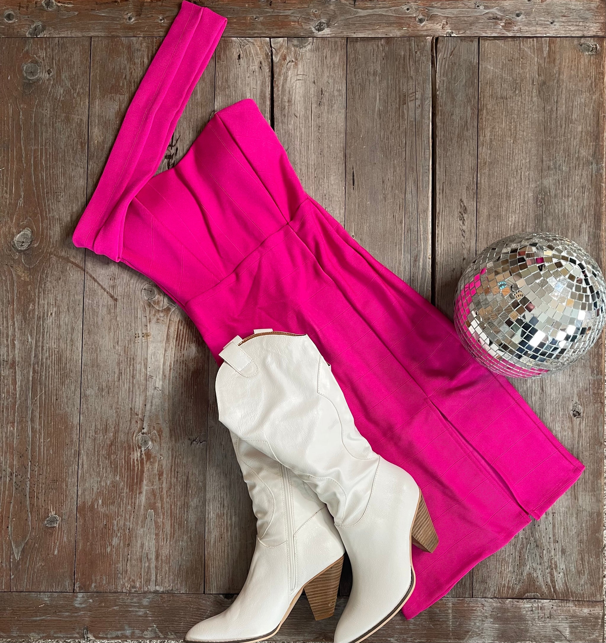 Beverly Off The Shoulder Hot Pink Dress Medium