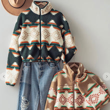 Load image into Gallery viewer, Aztec Print Sherpa Jacket
