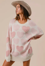 Load image into Gallery viewer, Heart Sweater Top with Pearl Detail ￼
