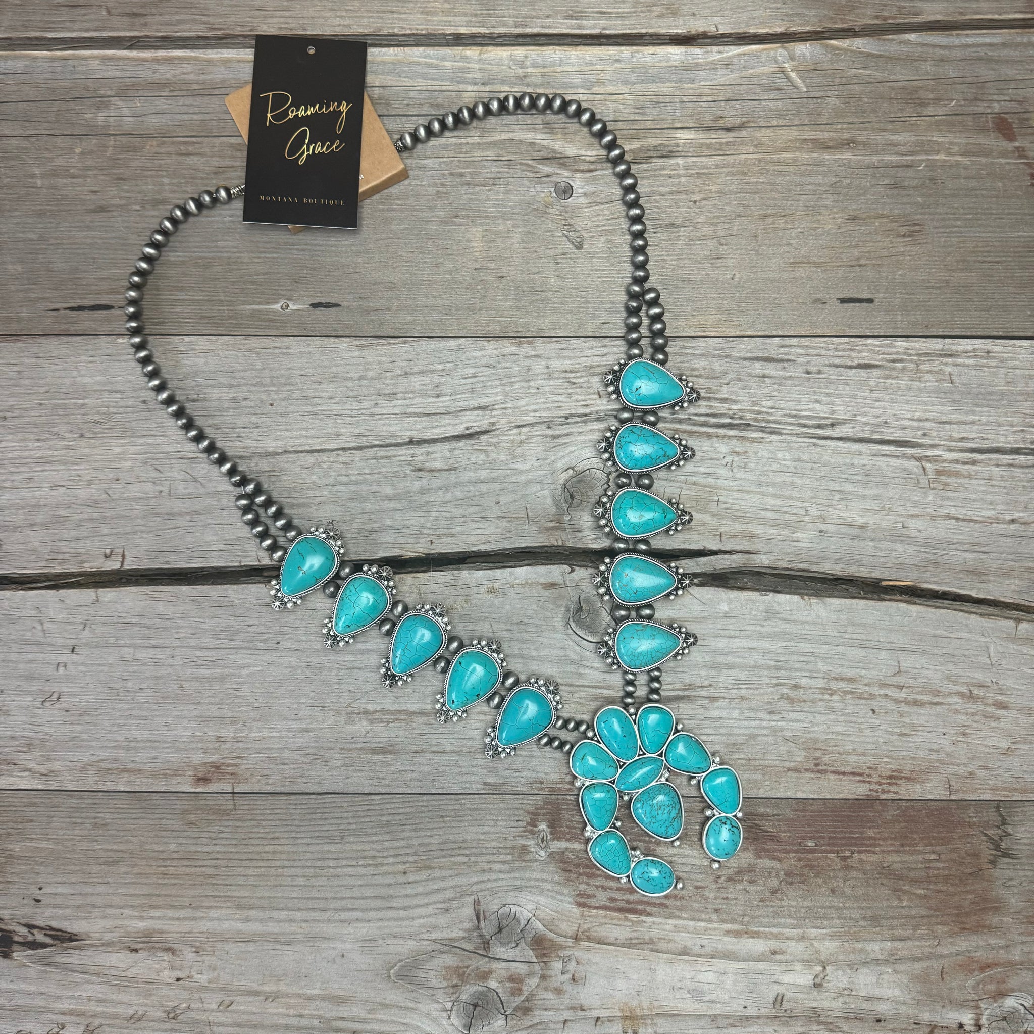 Full Squash Blossom outlet Natural Turquoise Necklace