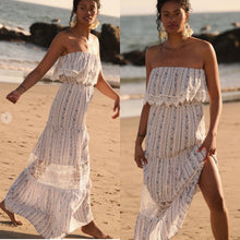 Load image into Gallery viewer, Floral Straight Neck Flounce Ruffle Maxi Dress

