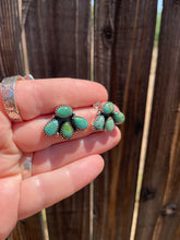 Load image into Gallery viewer, THE BACKROADS” TURQUOISE &amp; STERLING SILVER 4 STONE EARRINGS HANDMADE
