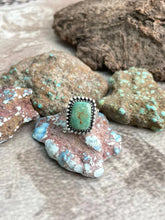 Load image into Gallery viewer, HANDMADE STERLING SILVER OLD STOCK ROYSTON TURQUOISE ADJUSTABLE RING WITH SIGNED NIZHONI
