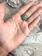 Load image into Gallery viewer, HANDMADE STERLING SILVER OLD STOCK ROYSTON TURQUOISE ADJUSTABLE RING WITH SIGNED NIZHONI
