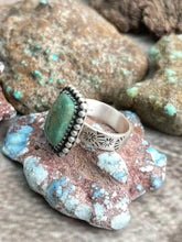 Load image into Gallery viewer, HANDMADE STERLING SILVER OLD STOCK ROYSTON TURQUOISE ADJUSTABLE RING WITH SIGNED NIZHONI
