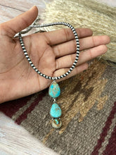 Load image into Gallery viewer, Handmade Sterling Silver Royston Ribbon Turquoise Beaded Necklace "Signed”
