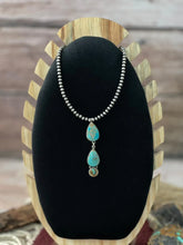 Load image into Gallery viewer, Handmade Sterling Silver Royston Ribbon Turquoise Beaded Necklace "Signed”
