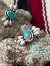 Load image into Gallery viewer, HANDMADE STERLING SILVER KINGMAN TURQUOISE POST STUDS SIGNED
