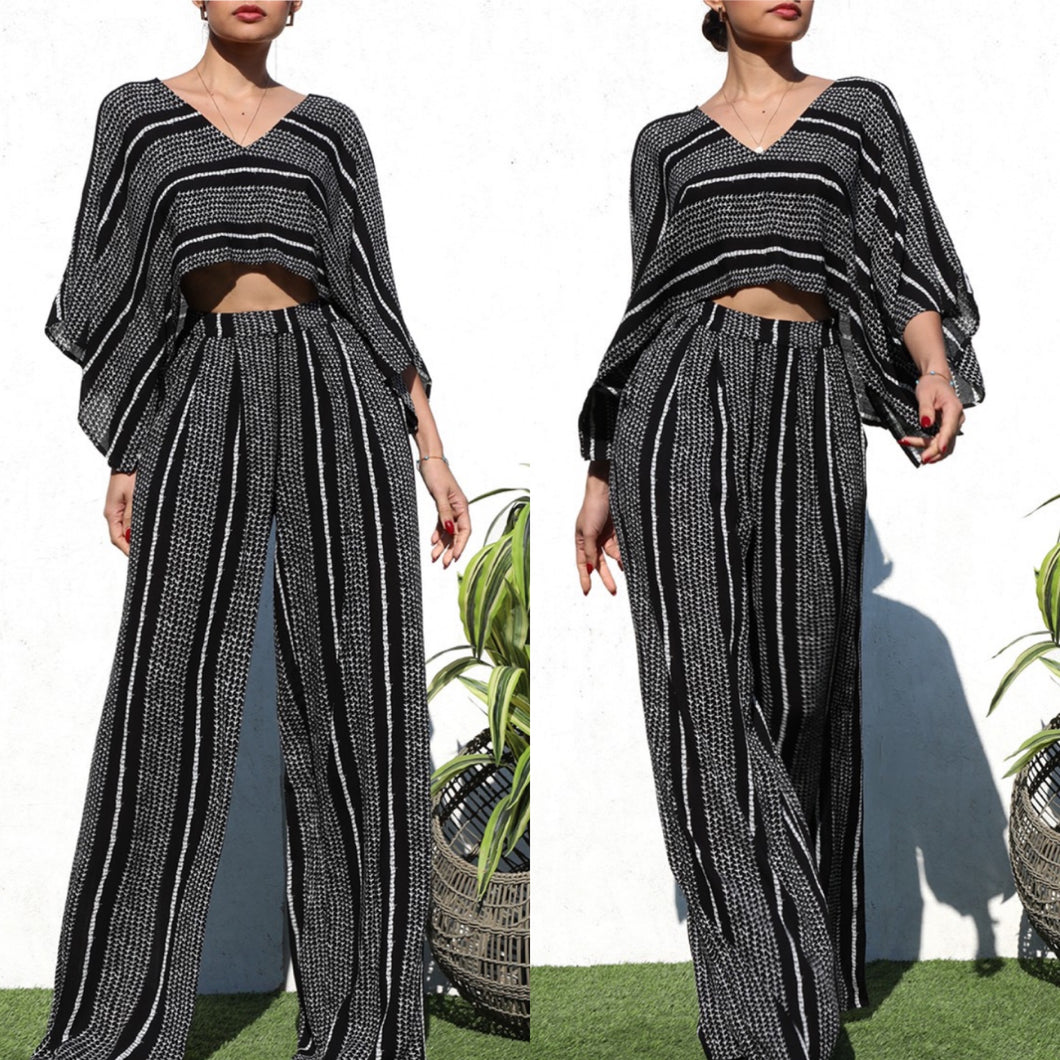Loose Fit Woven Top And Pant Set