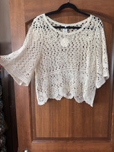 Load image into Gallery viewer, Ivory Crochet Bell Sleeve Top
