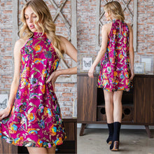 Load image into Gallery viewer, Sequin Floral Embroidered Halter Mini Dress
