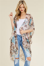 Load image into Gallery viewer, Floral Kimono With Tassel Hem
