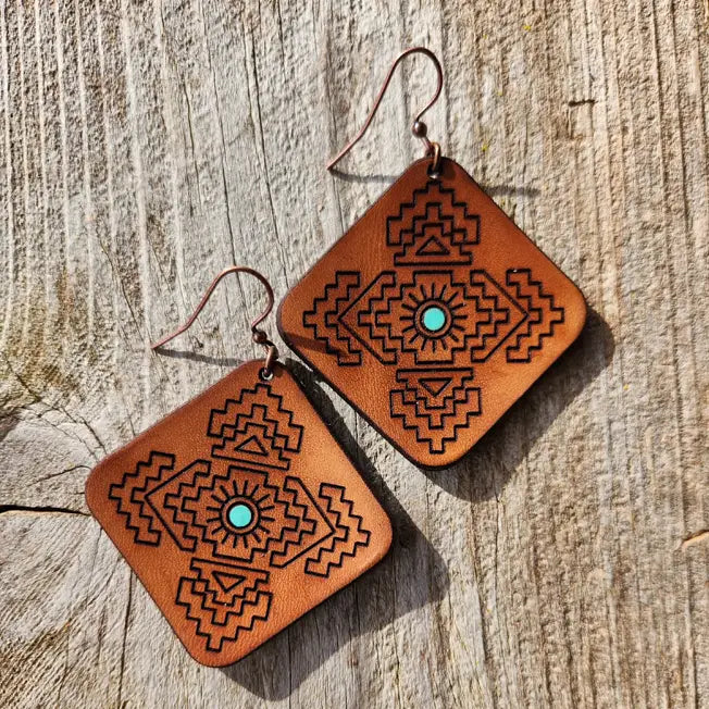 Malta Genuine Leather Boot Stitched Earrings