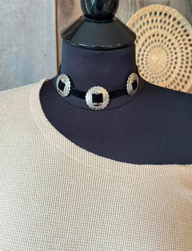 Mabel Velvet Concho Choker