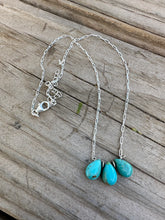 Load image into Gallery viewer, TINY DANCER HANDMADE STERLING SILVER &amp; TURQUOISE 3 STONE NECKLACE
