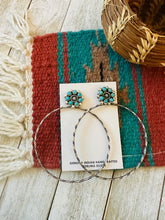 Load image into Gallery viewer, Handcrafted Turquoise And Sterling Silver Cluster Hoop Earrings
