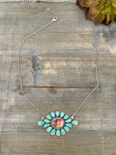 Load image into Gallery viewer, HANDMADE STERLING SILVER, TURQUOISE &amp; PINK DREAM MOJAVE NECKLACE
