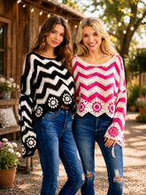 Load image into Gallery viewer, Women's Bell Sleeve Crochet Sweater
