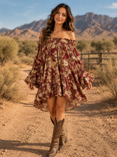 Load image into Gallery viewer, Desert Daze Off Shoulder Dress
