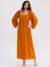 Load image into Gallery viewer, Women’s Long Sleeve Square Neck Smock Maxi Dress

