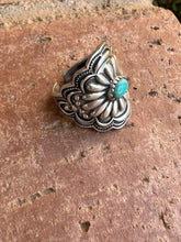 Load image into Gallery viewer, Beautiful Concho Handmade Turquoise and Sterling Silver Adjustable Ring
