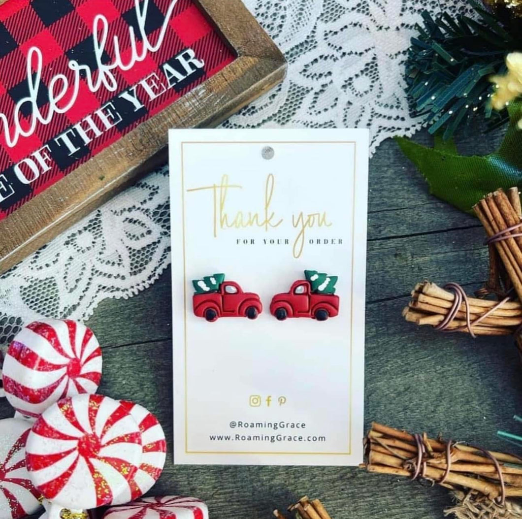 Little Red Truck Stud Earrings