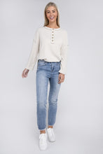 Load image into Gallery viewer, Ribbed Brushed Melange Hacci Henley Sweater
