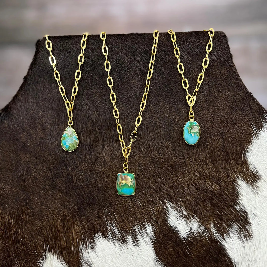 “the Golden Collection” Handmade Natural Sonoran Mountain Turquoise Necklace