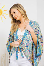 Load image into Gallery viewer, LIGHT WOVEN SQUARED OPEN KIMONO CARDIGAN WITH TIE
