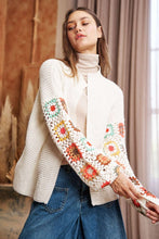 Load image into Gallery viewer, Crochet Floral Printed Long Sleeve Knit Cardigan
