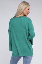 Load image into Gallery viewer, Ribbed Brushed Melange Hacci Henley Sweater
