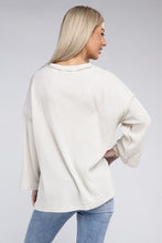 Load image into Gallery viewer, Ribbed Brushed Melange Hacci Henley Sweater
