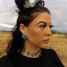 Load image into Gallery viewer, Handmade Sterling Silver &amp; Turquoise Cluster Choker Set
