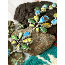 Load image into Gallery viewer, Handmade Sterling Silver Palomino with Golden Hills and Sonoran Mountain Turquoise Necklace &quot;Signed
