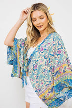 Load image into Gallery viewer, LIGHT WOVEN SQUARED OPEN KIMONO CARDIGAN WITH TIE
