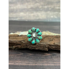 Load image into Gallery viewer, Handmade Sterling Silver Kingman with White Buffalo Turquoise Adjustable Ring

