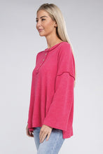 Load image into Gallery viewer, Ribbed Brushed Melange Hacci Henley Sweater
