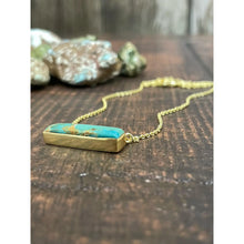 Load image into Gallery viewer, “the Golden Collection” Handmade Natural Kingman Turquoise Gold Bar Plated Necklace
