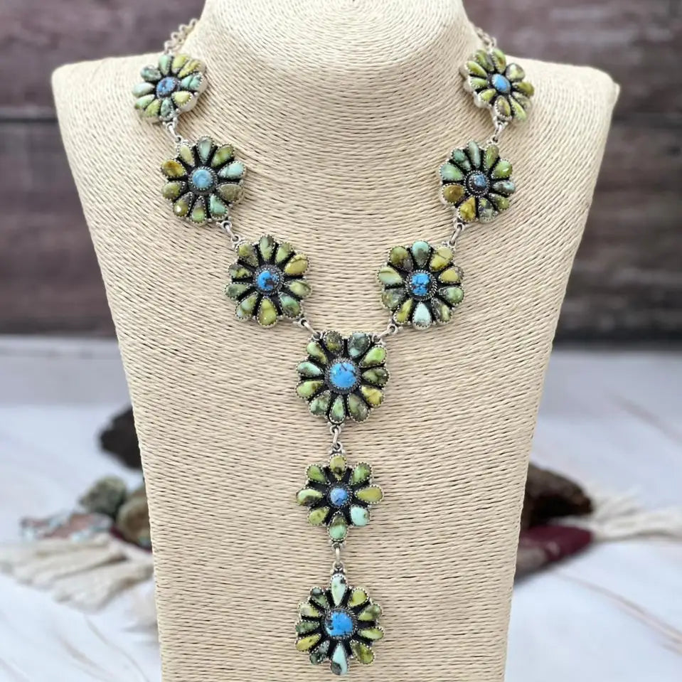 Handmade Sterling Silver Palomino with Golden Hills Turquoise Necklace Signed