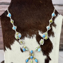 Load image into Gallery viewer, Handmade Sterling Silver Palomino with Golden Hills Turquoise Naja Style Necklace Signed
