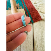 Load image into Gallery viewer, Zuni Sterling Silver &amp; 5 Stone Turquoise Inlay Band Ring

