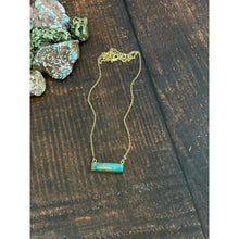 Load image into Gallery viewer, “the Golden Collection” Handmade Natural Kingman Turquoise Gold Bar Plated Necklace
