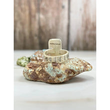 Load image into Gallery viewer, Handmade Sterling Silver White Buffalo Turquoise Adjustable Ring with Signed
