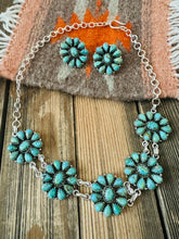 Load image into Gallery viewer, Handmade Sterling Silver &amp; Kingman Turquoise Cluster Choker Set
