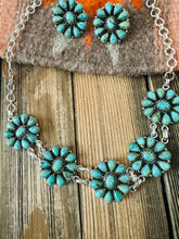 Load image into Gallery viewer, Handmade Sterling Silver &amp; Kingman Turquoise Cluster Choker Set
